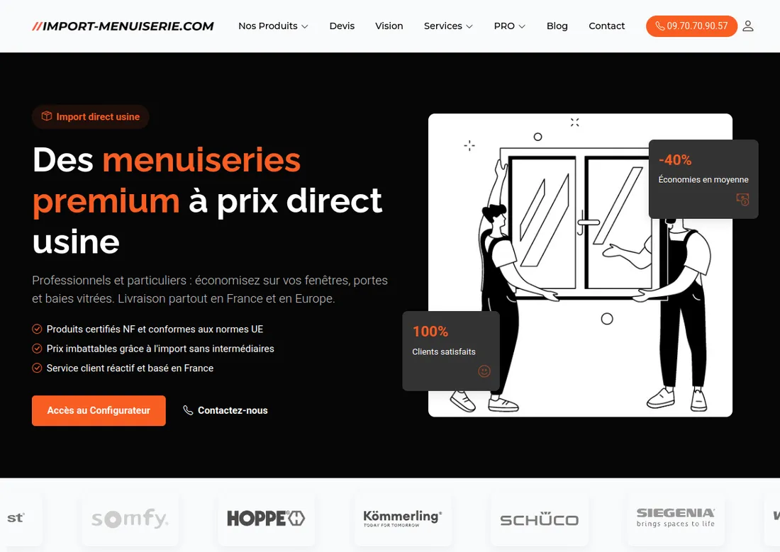 Aperçu du site Import Menuiserie
